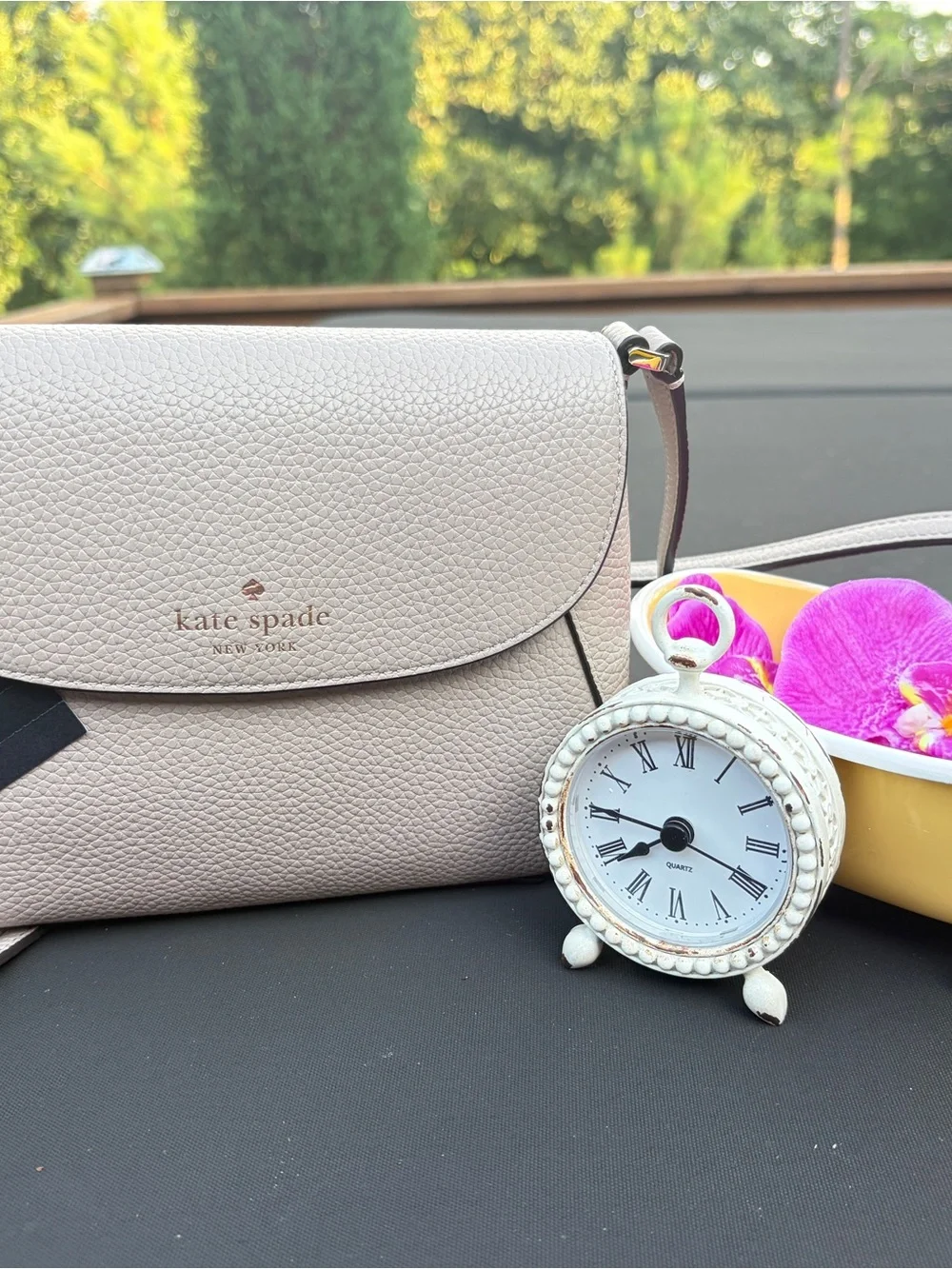 Kate Spade Monica Small Flap  Pebbled Leather Crossbody in Cozy Gray NWT